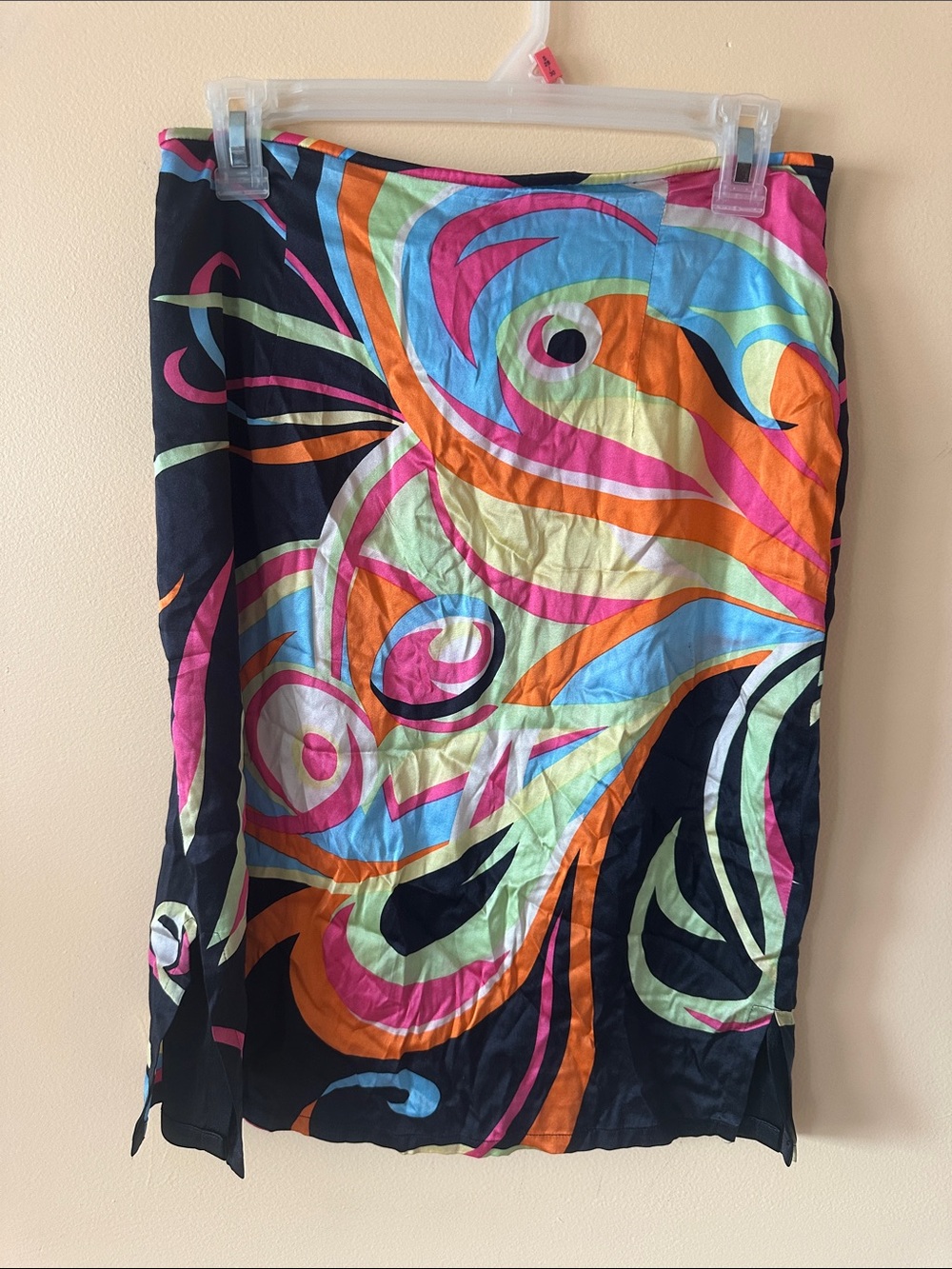 Made in Italy 95% Silk Abstract Print Midi Skirt | Size Medium